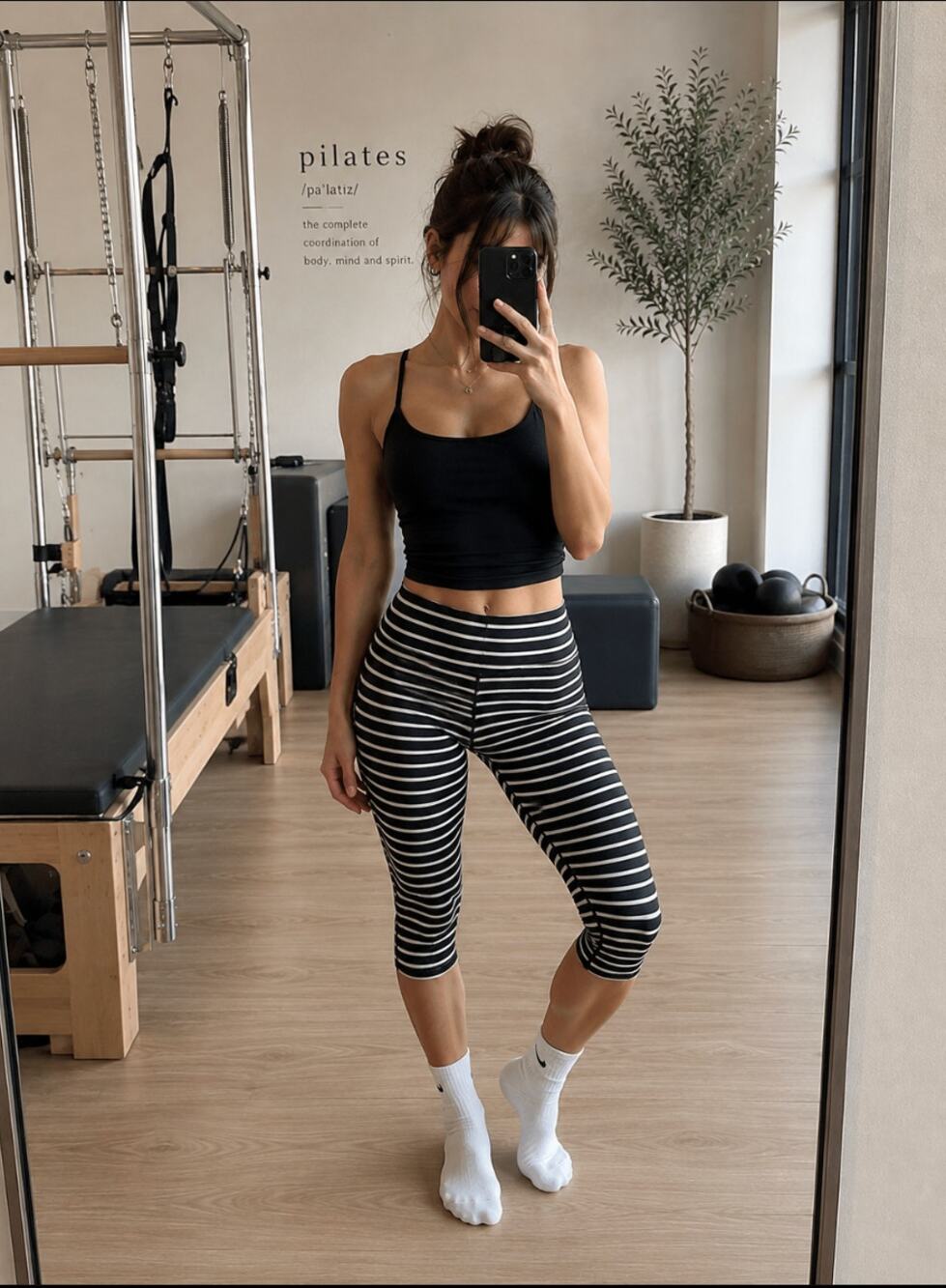 Athleta Women's Jail House Rock Stripe Gym Girl Capri Pilates Leggings